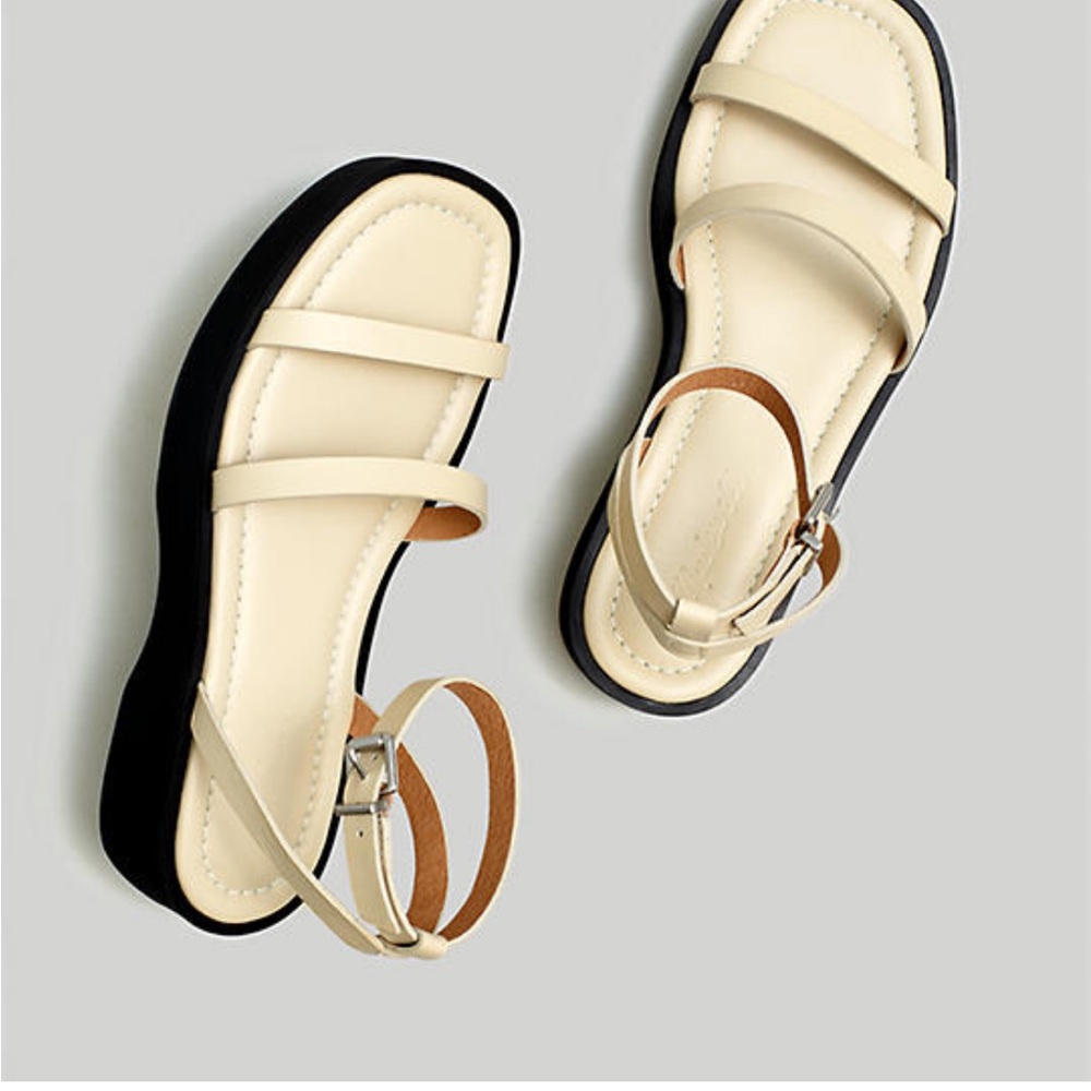 Only worn once! Madewell the birdie double strap platform sandal in 6.5